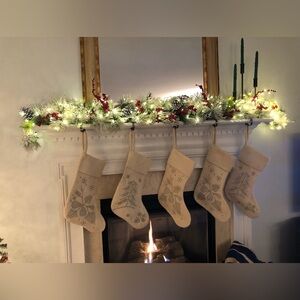 Set of 5 cream colored Christmas Stockings